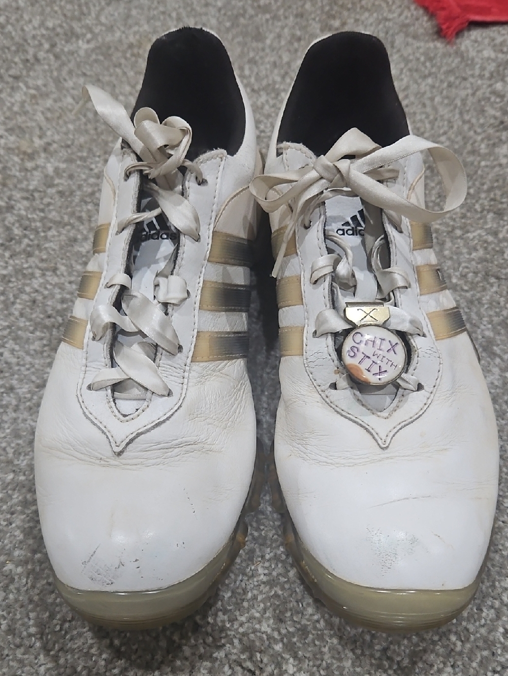 adidas Women’s White and Gold Athletic Golf Shoes